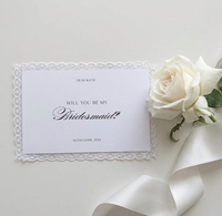 Carte de proposition de demoiselle d'honneur avec bordure en dentelle |   Carte personnalisée « Veux-tu être ma demoiselle d'honneur ? » pour proposition de mariage, carte de mariage personnalisée