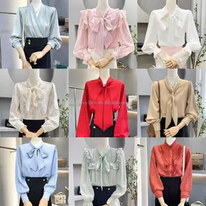 New Socialite Temperament Chiffon Shirts Long Sleeve Women's Blouses Ruffles Shirts Ladies Sweet Tops Clothes