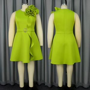 AM040416 nuovo arrivo da donna elegante abito <span class=keywords><strong>taglie</strong></span> <span class=keywords><strong>forti</strong></span> senza maniche asimmetrico abito da Cocktail con volant in vita da donna - Product Image 2