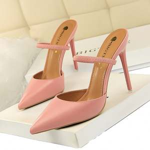 Nouvelles chaussures à talons hauts pour femmes, style européen et américain, printemps et automne, bout pointu, bouche peu profonde, cuir PU, talons hauts tendance - Product Image 1