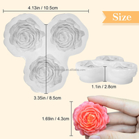 Cetakan lilin Peony untuk pembuatan lilin 3 rongga cetakan silikon bunga untuk kerajinan lilin Tealight plester sabun lilin Epoxy Resin