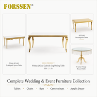 Table à manger moderne de luxe avec pieds en acier inoxydable doré pour événements de mariage