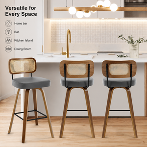 ALINUNU <span class=keywords><strong>Precio</strong></span> al por Mayor Taburete de Bar con Estructura de Madera Maciza para Bar en Casa e Isla de <span class=keywords><strong>Cocina</strong></span>, Taburete Giratorio de 360 Grados - Product Image 2