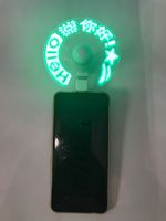 Ventilador LED Personalizado con Mensaje de Texto, Ventilador Publicitario Programable con Luz LED USB y Adaptadores para iPhone y Teléfonos Tipo C
