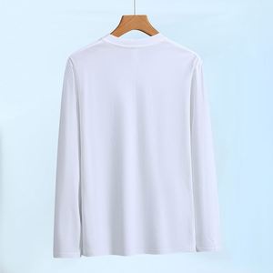 T-shirts en coton pur de haute qualité, personnalisables avec logo, coupe ample, col rond, manches longues, pour hommes, vente en gros - Product Image 5