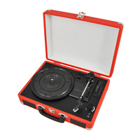 Ancien phonographe, organisateur de vinyles et de cassettes, tourne-disque portable, haut-parleur rétro, étui pour lecteur de disques, boîte pour la maison et les voyages