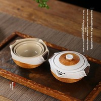 Service à thé artisanal texturé brûlé, vaisselle en bambou massif de qualité supérieure, ensemble cadeau de thé unique héritage oriental