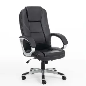 Ensemble pas cher de chaise de travail pivotante en cuir PU noir chaise d'ordinateur de direction bureau avec accoudoirs