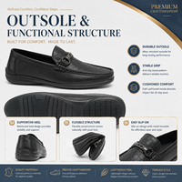 Mocassins classiques en cuir noir à motif à carreaux, bout en cuir, avec quincaillerie en laiton gris, semelle épaisse, chaussures habillées pour hommes