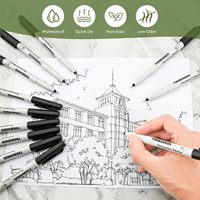 Ensemble de stylos marqueurs permanents personnalisés TWOHANDS à pointe fine de 0.5mm, étanche à l'eau de couleur noire, bricolage de dessin