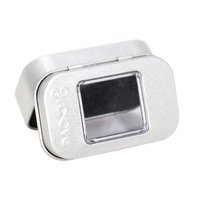 Boîte en étain vide personnalisée avec fenêtre, mini-boîte à charnière en métal argenté avec insert en mousse pour petits accessoires