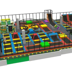 Klimmen Muur Indoor Trampoline Park Speeltuin, Gratis Springen Commerciële Volwassen Trampoline Park