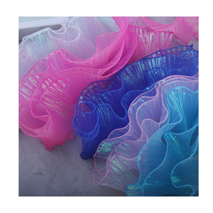 Trắng đàn hồi voan xù ren TRIM Xếp Li Viền diềm căng ren TRIM cho búp bê bé gái Ren TRIM - Product Image 4