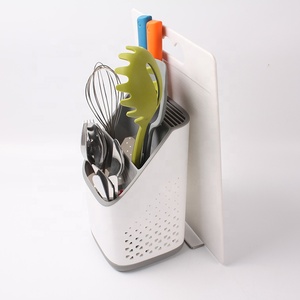 Eco-friendly white Plastic kitchen spoon knife fork chopsticks utensil crock organizer caddy holder cutlery storage drying rack
