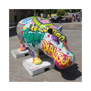 Outdoor Fibreglass <strong>Life</strong> <strong>Size</strong> Hippo <strong>Statue</strong> Resin Hippo Sculpture - Product Image 1