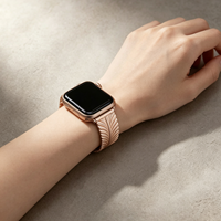 Tali Jam Tangan Mewah Bentuk Bulu dari Baja Tahan Karat 316L, Tali Logam Perhiasan Wanita Elegan untuk Jam Tangan 1-11, Mendukung Logo Kustom ODM