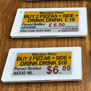 ป้ายราคาอิเล็กทรอนิกส์แบบ E Ink สำหรับตู้จำหน่ายสินค้าอัตโนมัติ ขนาด 2.13 นิ้ว ป้ายราคาอัจฉริยะแบบดิจิทัล 2.4Ghz ป้ายไร้สาย - Product Image 1