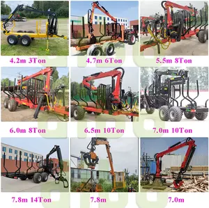 Machine forestière 7.8m 6.5m grappin hydraulique vtt grume bois bois grue chargeur grume remorque grume débardeur machine foresterie