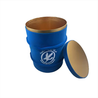Caja de Embalaje Cilíndrica de Terciopelo Azul Personalizada para Botellas de Vino con Tapa Metálica, Tubo Redondo de Lujo para Whisky, Champán y Licores