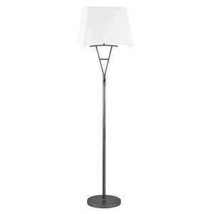 Lámpara de Pie Moderna para Oficina con Pantalla Redonda de Tela LED, Base de Hierro Grande, Acabado Níquel Cepillado, Estilo Decorativo Contemporáneo - Product Image 4