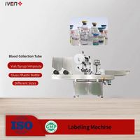 Machine d'étiquetage double face pour flacons en verre et sachets souples, certifiée GMP, grande capacité, pour étiquetage parentéral (LVP)