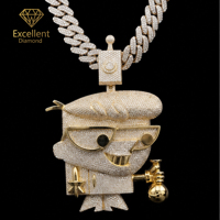 Colgante de Plata de Ley 925 Premium con Moissanita, Estilo Hip Hop, Diseño de Dibujos Animados para Hombre, Joyería de Lujo para Clubes y Eventos