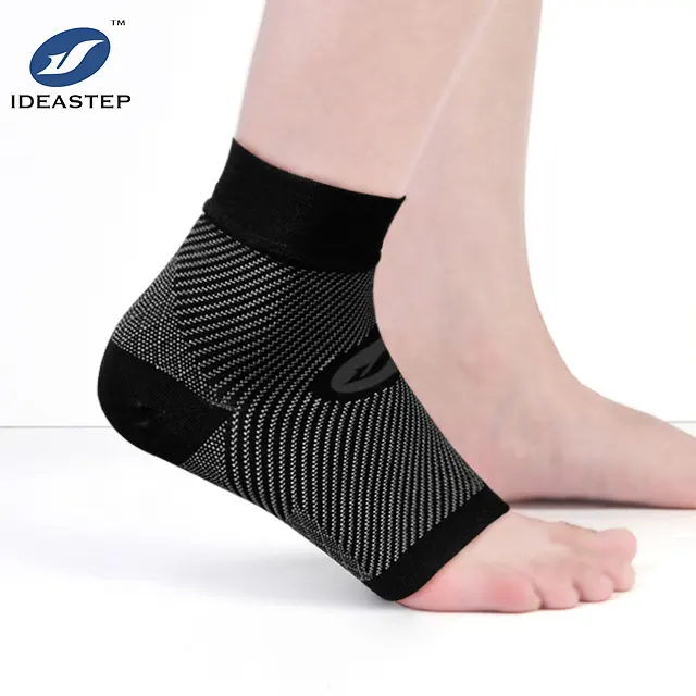 Ideastep-Calcetines de compresión para hombre y mujer, medias deportivas de nailon de cobre con protección para el tobillo, medio punta abierta