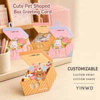 Carte de vœux personnalisée découpée sur mesure avec motif animal mignon, carte en papier imprimée sur mesure, fabricant OEM ODM