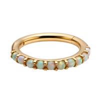 Bague de nez en métal éternel en or massif 14K, Segment en pierres d'opale Daith, boucles d'oreilles à charnière, bijoux Bodi piercing