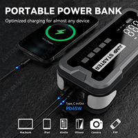 Démarreur d'urgence 12,0 L essence 10,0 L diesel, 4000 A de crête 24000 mAh, pompe à air intégrée 150 PSI, charge rapide PD65W, booster d'urgence pour voiture