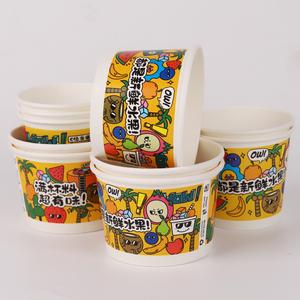 Gobelets à crème glacée personnalisés avec ou sans couvercles, bols à dessert jetables pour <span class=keywords><strong>yaourt</strong></span>, gelato, gâteau 12oz 20oz - Product Image 2