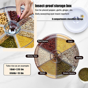 360 Degree Rotating Kitchen Plastic <b>Food</b> <b>Storage</b> <b>Container</b> Sealed Rice Dispenser - Product Image 3