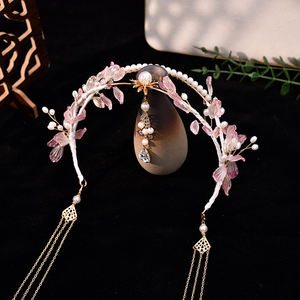 هانفو غطاء الرأس مع شرابة خطوة تاج خرافية إكسسوارات الشعر العتيقة دبوس الشعر كسول تاج الشعر المجوهرات هالة عذراء لحفل الزفاف - Product Image 2