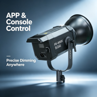 Panneau lumineux LED COB 300W avec gradation DMX, écran LCD HD, CRI élevé Ra 97, température de couleur réglable pour les tournages en studio et sur site
