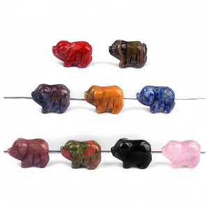 Ornement en pierre sculptée <span class=keywords><strong>de</strong></span> 25 mm en forme <span class=keywords><strong>de</strong></span> cochon, œil <span class=keywords><strong>de</strong></span> <span class=keywords><strong>tigre</strong></span> et quartz <span class=keywords><strong>rose</strong></span>, pierres précieuses, ensemble cadeau personnalisé pour fêtes, vacances et décoration <span class=keywords><strong>de</strong></span> bureau - Product Image 3