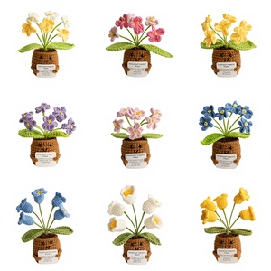Ornement de bureau en coton tricoté à l'énergie positive, fleur artificielle en pot, fil fini, poupée portable en forme de carte, pour l'exportation transfrontalière - Product Image 1