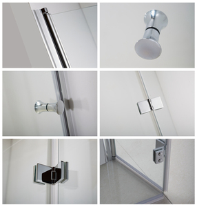 Puerta de <span class=keywords><strong>Ducha</strong></span> Pivote de Vidrio Templado Plegable de 3 Paneles de 6 mm, sin Marco, con Montaje en Pared y Tira de Sellado Impermeable - Product Image 2