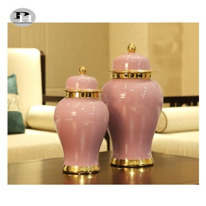 Jars en <span class=keywords><strong>porcelaine</strong></span> de luxe contemporains transparents rose doré avec couvercles, résistants aux hautes températures, personnalisables, vases décoratifs pour la maison - Product Image 4