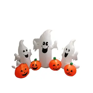 Customized halloween pumpkin luxury inflatable white pumpkin ghost model dragon wings inflatable yard decoration halloween