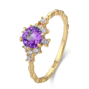 Countries of Italy Amethyst Solid 10k 18K Yellow Gold Ring Jewelry Amethyst Birthstone Engagement Ring Wedding Band