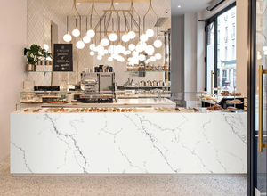 Carolina Carrara moderna losa de cuarzo Artificial venas negras para cocina Hotel Vanity Tops mesas hechas de piedra Artificial - Product Image 3