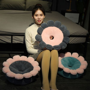 Coussin de sol en peluche en forme de fleur, 40x40 cm, imitation fourrure de lapin extra douce, coussin rond pour salon, chambre à coucher, usage domestique - Product Image 1