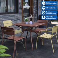 Ensemble de salle à manger d'extérieur en alliage d'aluminium coloré, résistant aux intempéries, avec revêtement poudré, table et chaises pour café et jardin