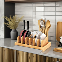 Égouttoir à vaisselle multifonction pliable et détachable en bambou écologique à 7 compartiments avec couvercle de casserole et étagère de rangement pour cuisine