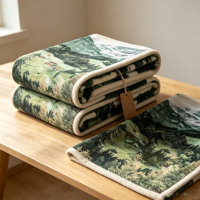 Couverture en flanelle personnalisable avec motif de paysage de montagne pour pique-nique et jeté de canapé