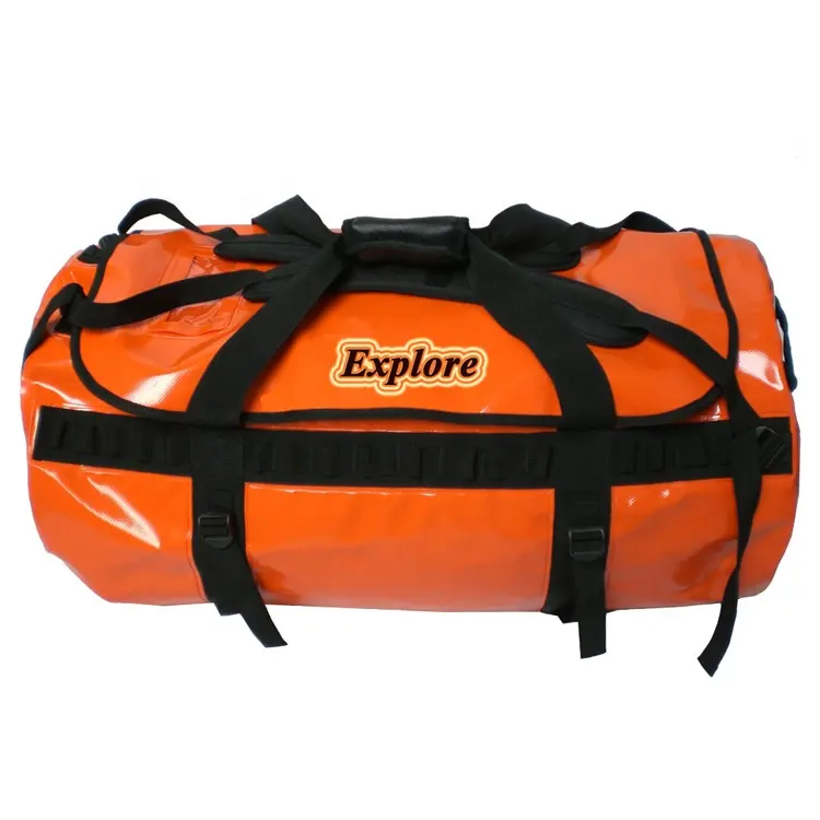 waterproof travel duffel bag backpack foldable orange custom for women men sport bag zipper PVC smell proof weekends bag