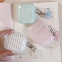 Casing Bening Liontin Pita Bergaris untuk Apple Airpods 2 3 4 5 Pro 2 3 Penutup Earphone Bluetooth Nirkabel Kotak Pengisi Daya Tahan Benturan