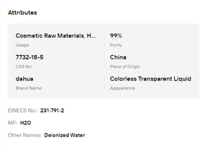 Low Impurity Distilled Deionized Water Eco Raw Medium For Daily <b>Chemical</b> Cosmetic Personal Care Formulations CAS 7732-18-5 - Product Image 6