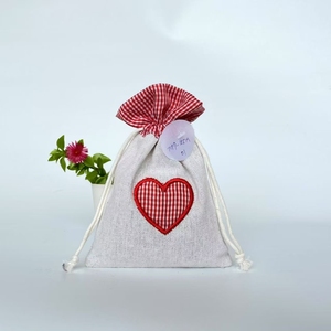 Fashionable <b>Lavender</b> Embroidered Checkered Cotton Gift Drawstring <b>Bag</b> - Product Image 2