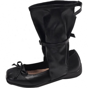 Botas de Mujer Modelo 2025, Estilo Occidental con Cordones, de Media Altura, con Tacón Cuadrado, Plisadas y con Capas, para Otoño/Primavera/Verano - Product Image 6